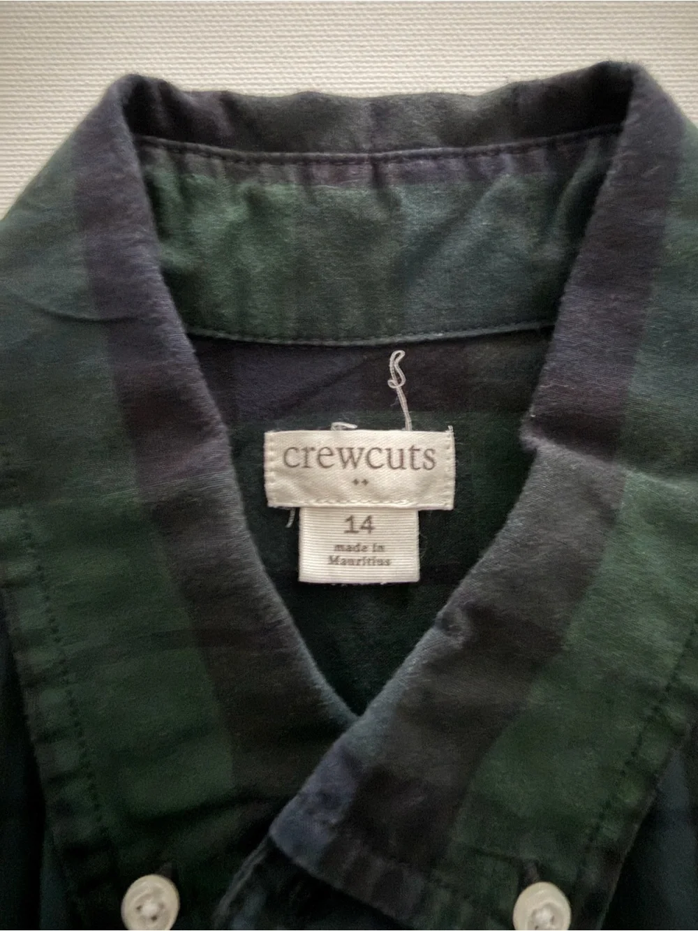 Crewcuts Green and Navy Plaid Button-Down Shirt